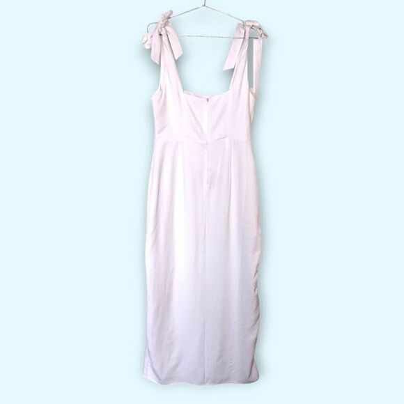 Lulu's Maxi Dress Sz XL Radiant Romance White Tie Straps Slit Wedding Bridesmaid - Picture 3 of 13